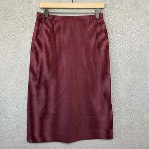 Grunge Goth Midi Pencil Skirt Womens Size 12 Red Black Pin Stripes High Waisted